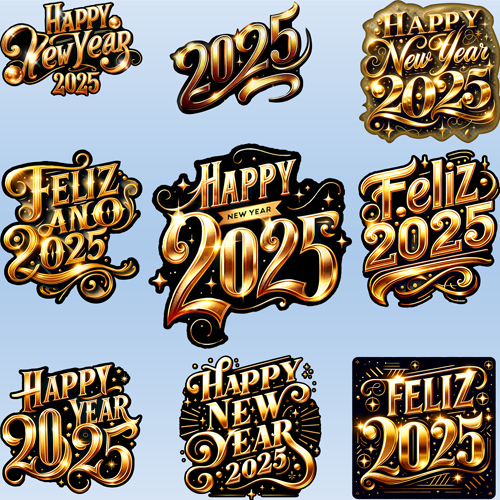 ตัวรีดติดเสื้อ Happy New Year 2025 ใหม่ล่าสุด แผ่นฟิล์มรีดร้อน