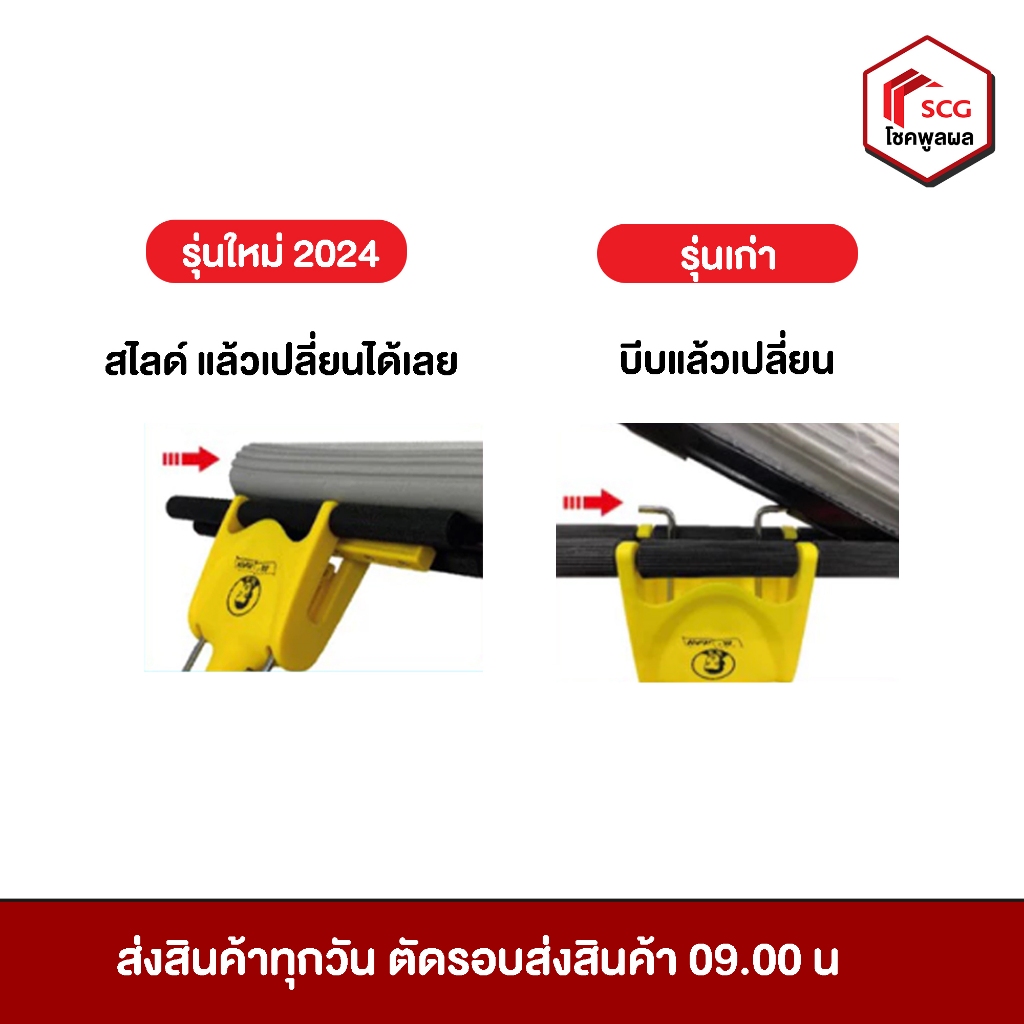 ไม้ถูพื้น ไม้ม็อบถูพื้น อุปกรณ์ทำความสะอาดบ้าน งานบ้าน  BE MAN Super star ขนาด 10.5 นิ้ว รุ่นใหม่แบบสไลด์ Mop - รูปที่ 2