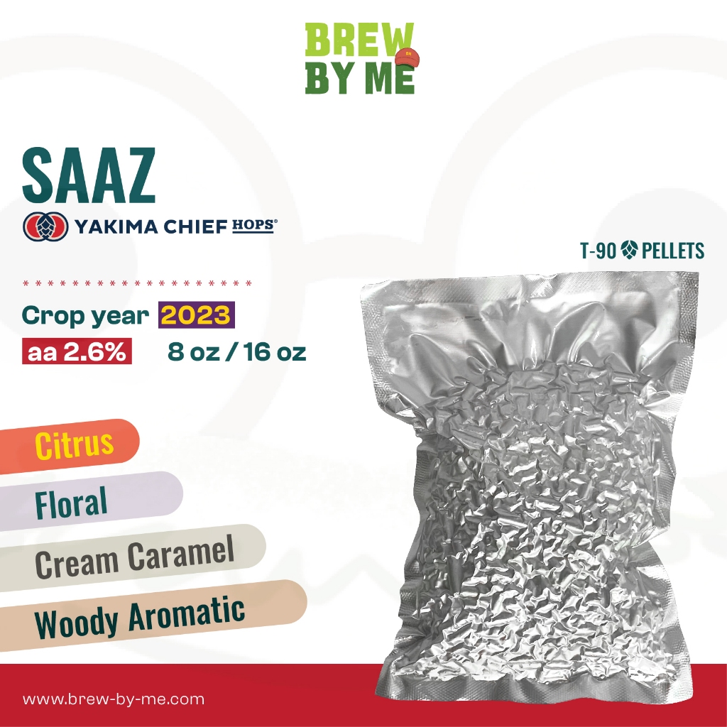 ฮอปส์ Saaz (CZ) 8oz หรือ 16oz PELLET HOPS (T90) โดย Yakima Valley Hops | ทำเบียร์ Homebrew