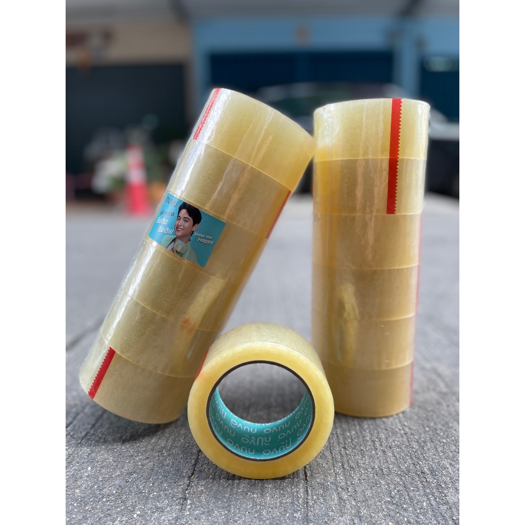 [6ม้วน] NUVO เทปใส กว้าง2นิ้ว ยาว100หลา 40ไมครอน ไม่มีสารปรอท/สารตะกั่ว เทปปิดกล่อง เทป สก๊อตเทป ได้มาตรฐานISO