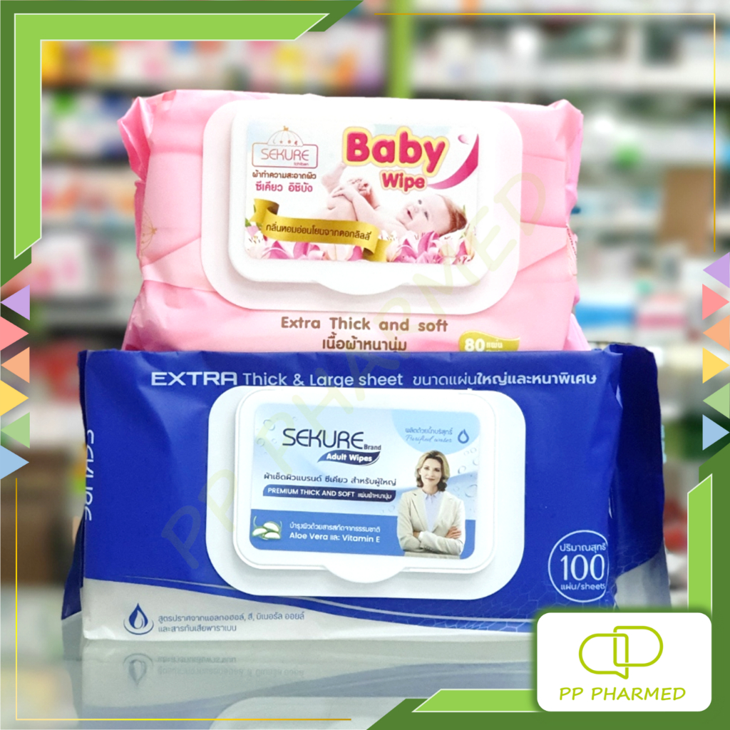 Sekure ผ้าเช็ดทำความสะอาดผิว เด็ก0+และผู้ใหญ่ Extra Thick and Soft Wipe