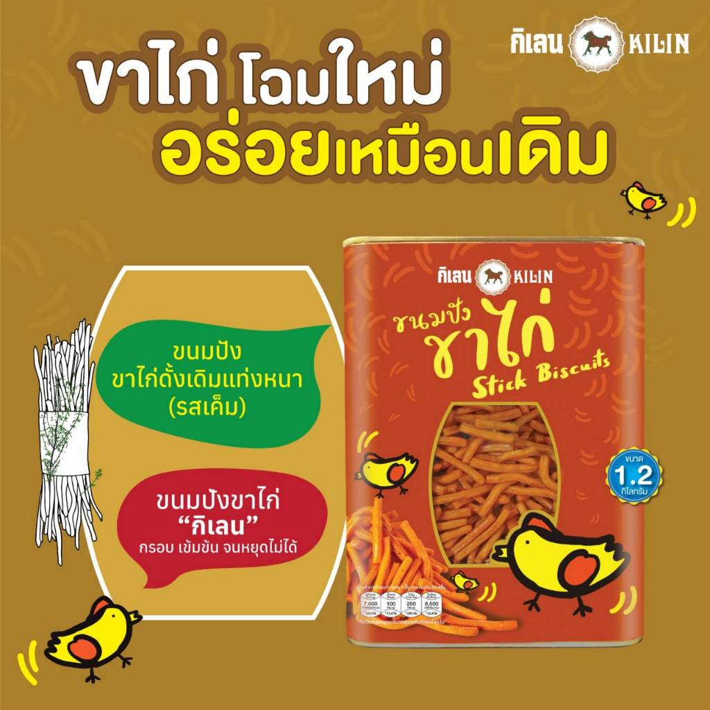 ขนมปังปิ๊บกิเลน ขาไก่รสดั้งเดิม (รสเค็ม) น้ำหนักรวมปี๊ป 1.5 กิโลกรัม