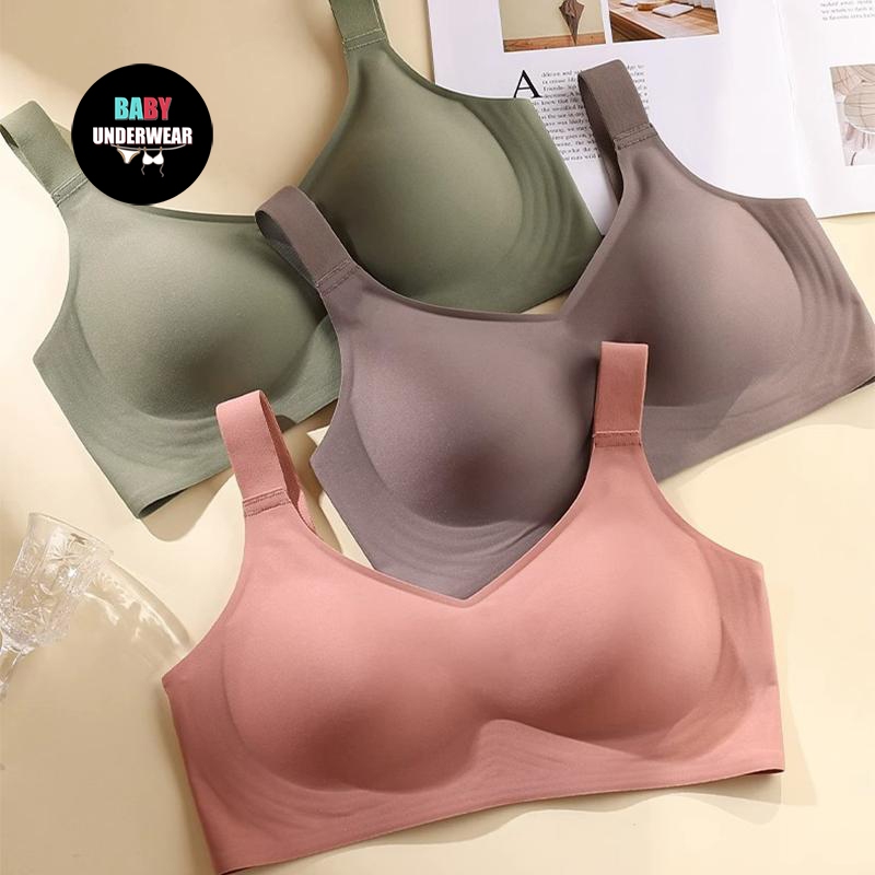 baby underwear บราไร้โ bra ชุดชั้นในเจลลี่ ชุดชั้นในยางพารา แบบบาง ไร้รอยต่อ ป้องกันการหย่อนคล้อย สําหรับผู้หญิง M-3XLเส