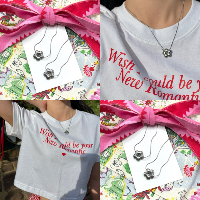 Piing me stainless steel necklace | สร้อยคอสแตนเลสพร้อมจี้ดอกไม้
