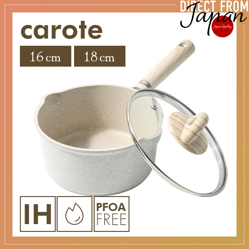 CAROTE one-hand pan Cosy Non-Stick Saucepan with Lid - Available in 16cm, 18cm - PFOA and PFOS Free,