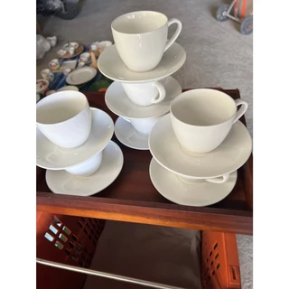 (10ชุด)(ขนาด8oz)(แก้ว10+จาน10)ชุดกาแฟพร้อมจานรองสีขาว ขนาด 250ml หรือ 8oz ออกใบกำกับภาษีได้