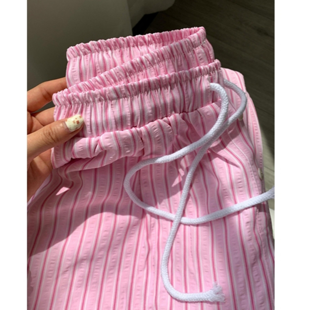 กางเกงลำลอง กางเกงขากว้าง เอวยางยืด ทรงหลวม สลับสีสวย#2128 - รูปที่ 6