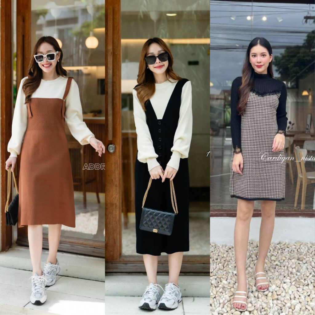 Address เดรสไหมพรมแขนยาว มีดีเทล ขายดีมากค้า CARDIGAN_NISTA