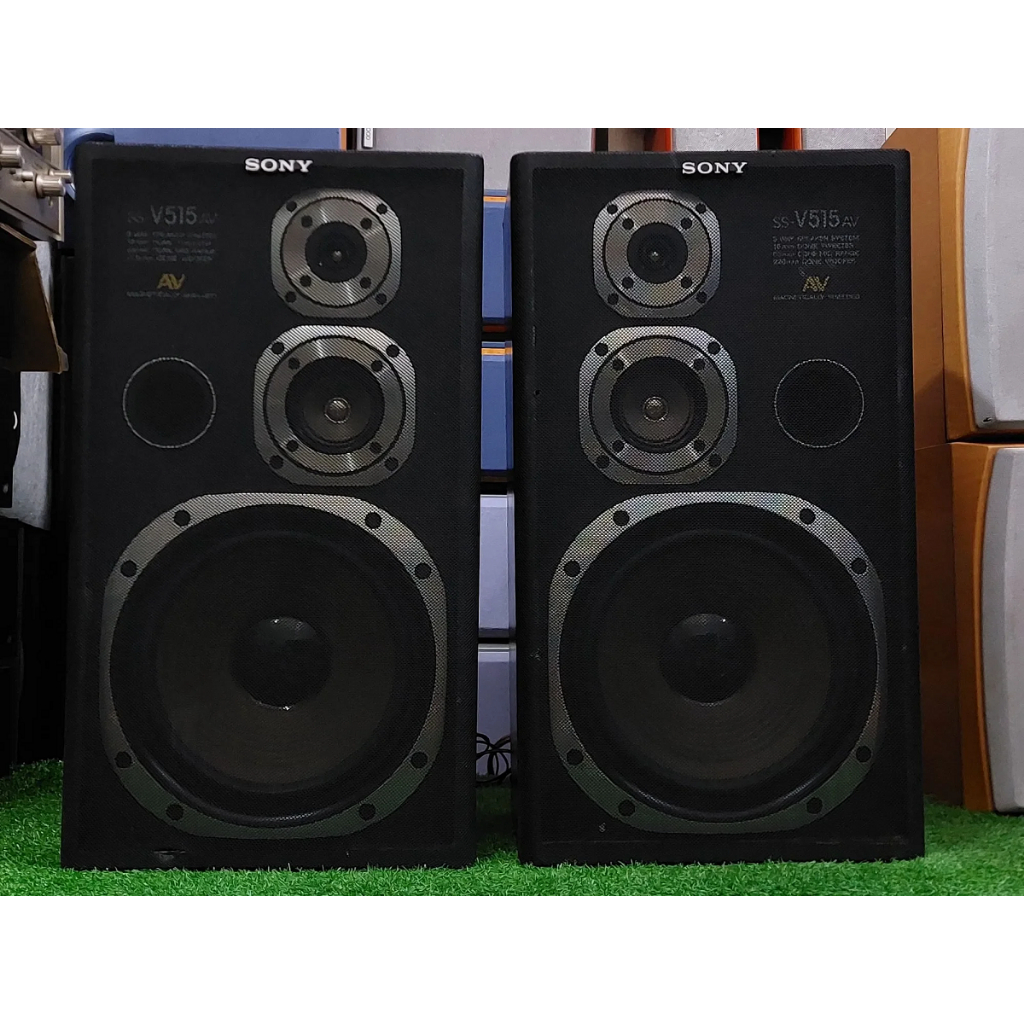 ลำโพงSonyรุ่นSS-V515AVmade in Japanส/ก/ย/45.5/26/19/cm.หนัก8.5kg.เสียงออกทุกดอกดอกขนาด7นิ้วเเนวเสียง