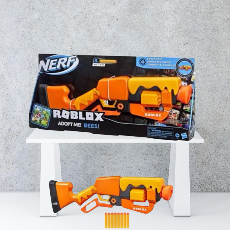 NERF Roblox Adopt Me!: Bees! Lever Action Dart Blaster, Rotating 8-Dart Drum, 8 Elite Darts, Code to