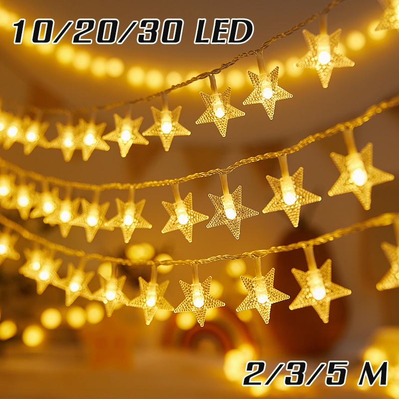 พร้อมส่ง ไฟดาว ไฟตกแต่งห้อง 10/20/30 LED น่ารักมาก สำหรับตกแต่งสวน