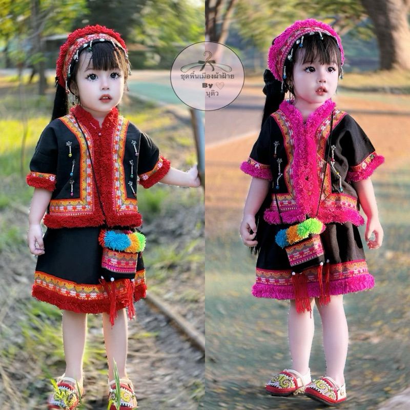 ชุดเซ็ตกระโปรงแต่งไหมพรมรอบชุด+แต่งกระดิ่งมีเสียงกรุ๊งกริ๊งน่ารักๆ