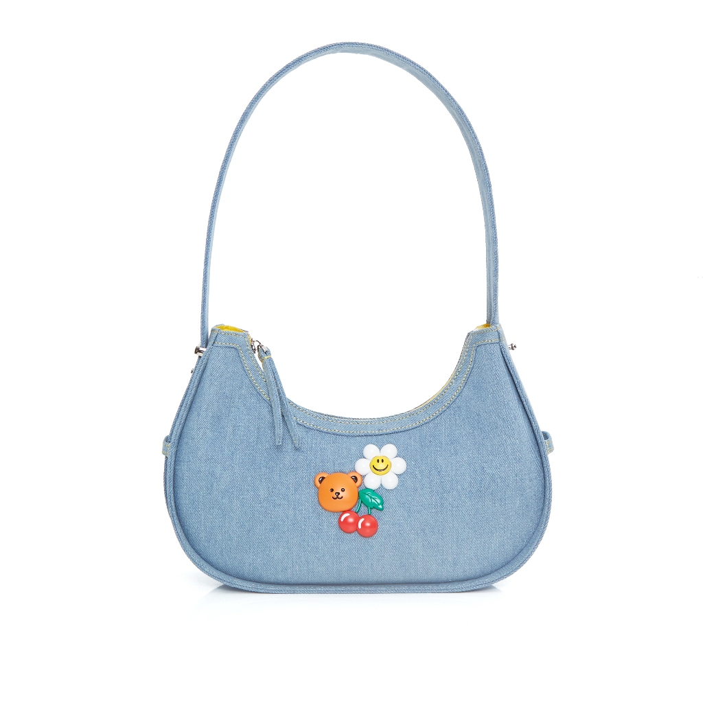 O&B กระเป๋าผ้ายีนส์ รุ่น TOGETHER BAG IN SMILE DENIM-37010SF07373F_H4BLXX - รูปที่ 3