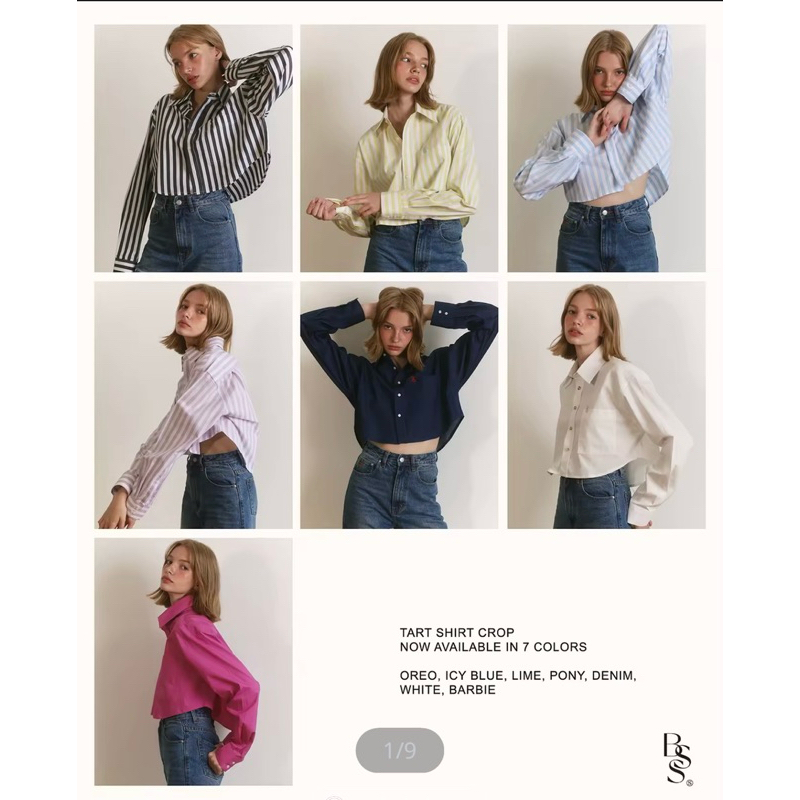 Beforesunset_studio - สี ยีนส์ กับ สี ขาวไข่ size S ของใหม่ Tart Shirt Crop Top เสื้อเชิ้ตทรง oversi