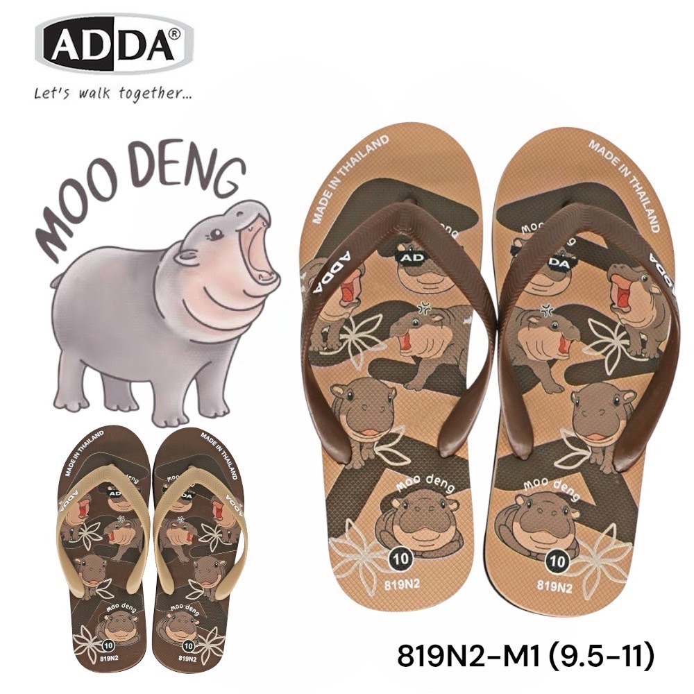 หมูเด้ง ADDA รองเท้าแตะ สำหรับผู้ใหญ่ ลายน้องหมูเด้ง (ลิขสิทธิ์แท้) รุ่น 819N2M1 (ไซส์ 9.5-11)