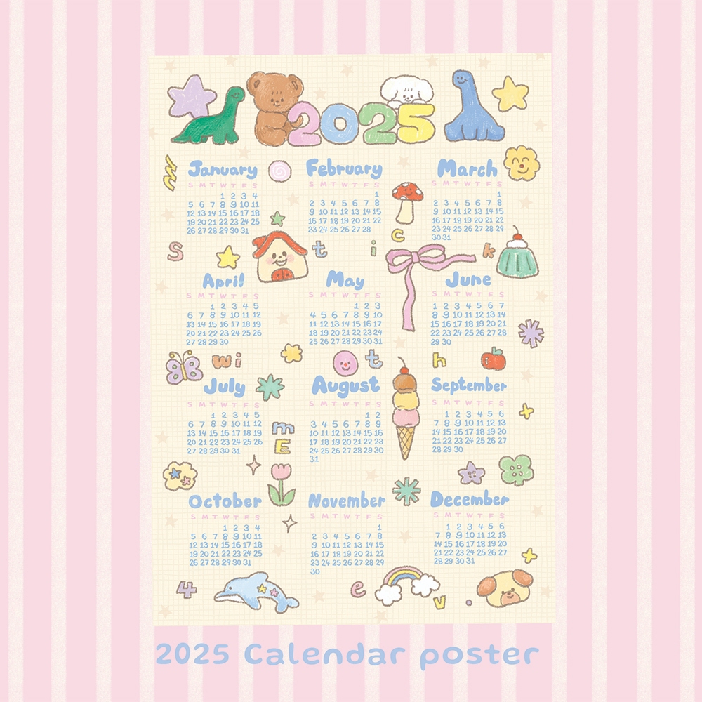 Calendar 2025 poster โปสเตอร์ติดผนังปฏิทินปี 2025 | Stickwithme4ev