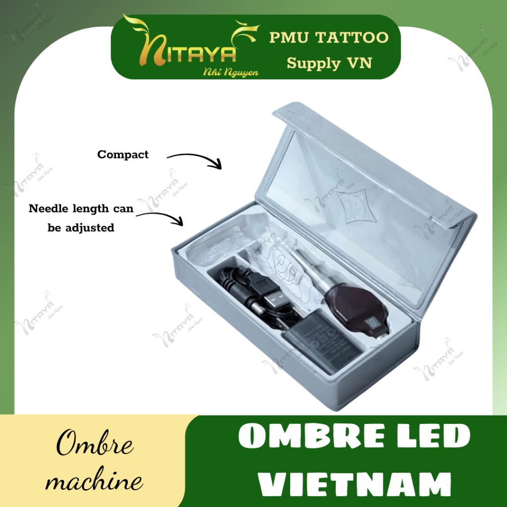 [ของแท้] เครื่องสักออมเบร์ Ombre LED เวียดนาม – ปรับเข็มได้ มีหน้าจอ LED ใช้งานได้กับคิ้ว ปาก ขอบตา