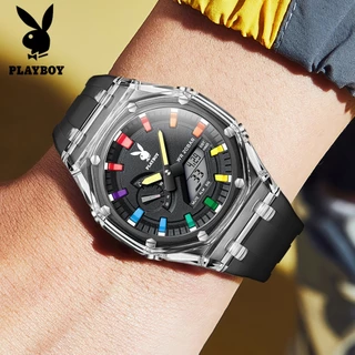 PLAYBOY สปอตสินค้า นาฬิกาผู้ชาย ยาง สายนาฬิกา กันน้ำ กีฬา หนุ่มสาว แฟชั่น รับประกัน 3 ปี นาฬิกาเดิม 100%