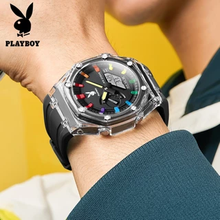 PLAYBOY สปอตสินค้า นาฬิกาผู้ชาย ยาง สายนาฬิกา กันน้ำ กีฬา หนุ่มสาว แฟชั่น รับประกัน 3 ปี นาฬิกาเดิม 100%