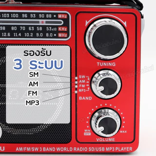 วิทยุคลาสสิค ยี่ห้อ CKML-0021U วิทยุพกพา 3ระบบ AM/FM/SW รองรับ USB/TF MP3 แบตเตอรี่ / ไฟฉายในตัว ของแท้ มีให้เลือกรุ่น