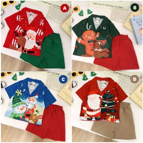 *พร้อมส่งในไทย* เซ็ตเสื้อเชิตฮาวาย+กางเกงขาสั้น เอวยางยืด ผ้าไหมอิตาลี นิ่ม ใส่สบาย ชุดคริสต์มาสเด็ก ผช. ชุดแฟชั่นเด็ก