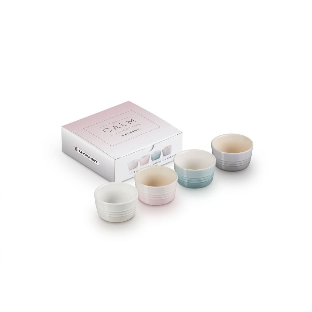 ถ้วยชุดเซ็ท เซรามิค Set of 4 100ml Mini Round Ramekin M/sp/ss/mg -4c Box (Calm)
