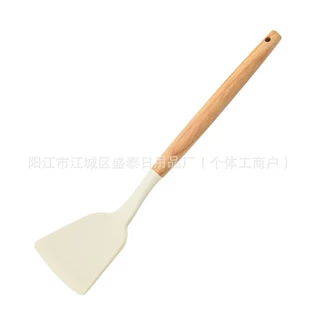 ข้ามพรมแดนไม้จับซิลิโคนเครื่องครัวชุด 12 ชิ้นไม่ติดหม้อ Shovel สำหรับทำอาหารช้อนซุปช้อนเครื่องครัวชุดขายส่ง
