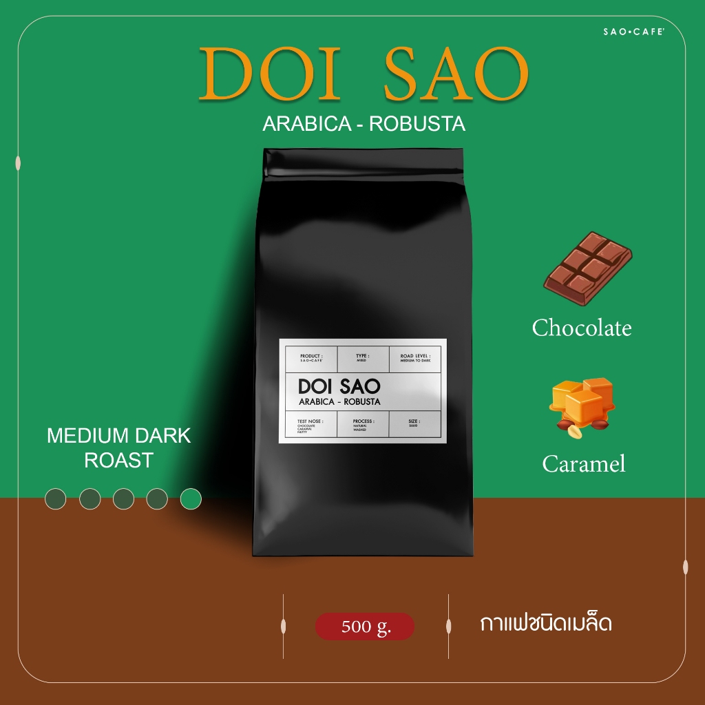 เมล็ดกาแฟเบลนด์ดอยชาว เกรด A - Doi Sao Coffee (SAO CAFE)