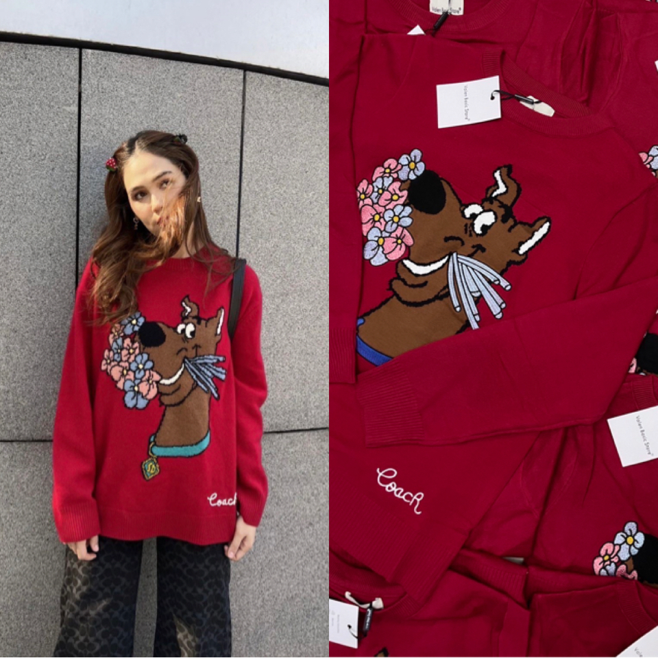 พรีออเดอร์ Scooby Doo knit sweater เสื้อไหมพรมแขนยาว งานปักลายน้อนหมาสกุปปี่ดู ตามแบรนด์ แบบแม่ชม เนื้อผ้าอย่างดีเลย