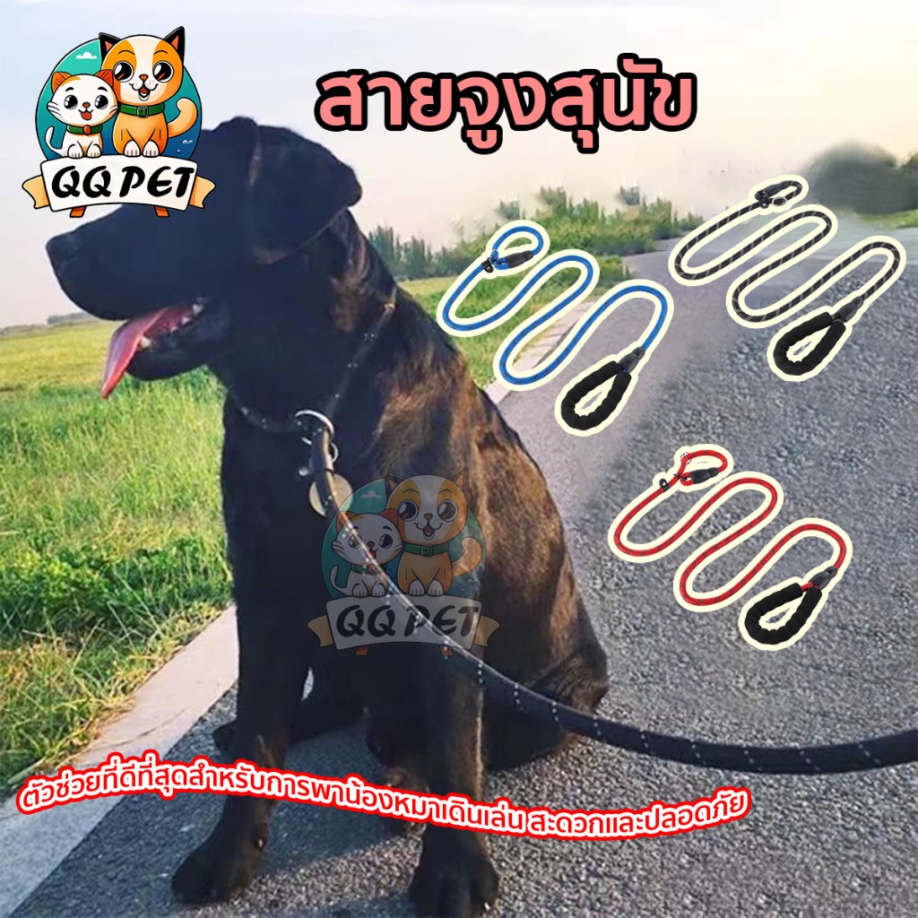 QQPET สายจูงสุนัข พี.เชน สายจูงหมาใหญ่ ป้องกันไม่ให้สุนัขชนและทำร้ายผู้คน สามารถให้พลังปราบปรามแก่สุนัขได้