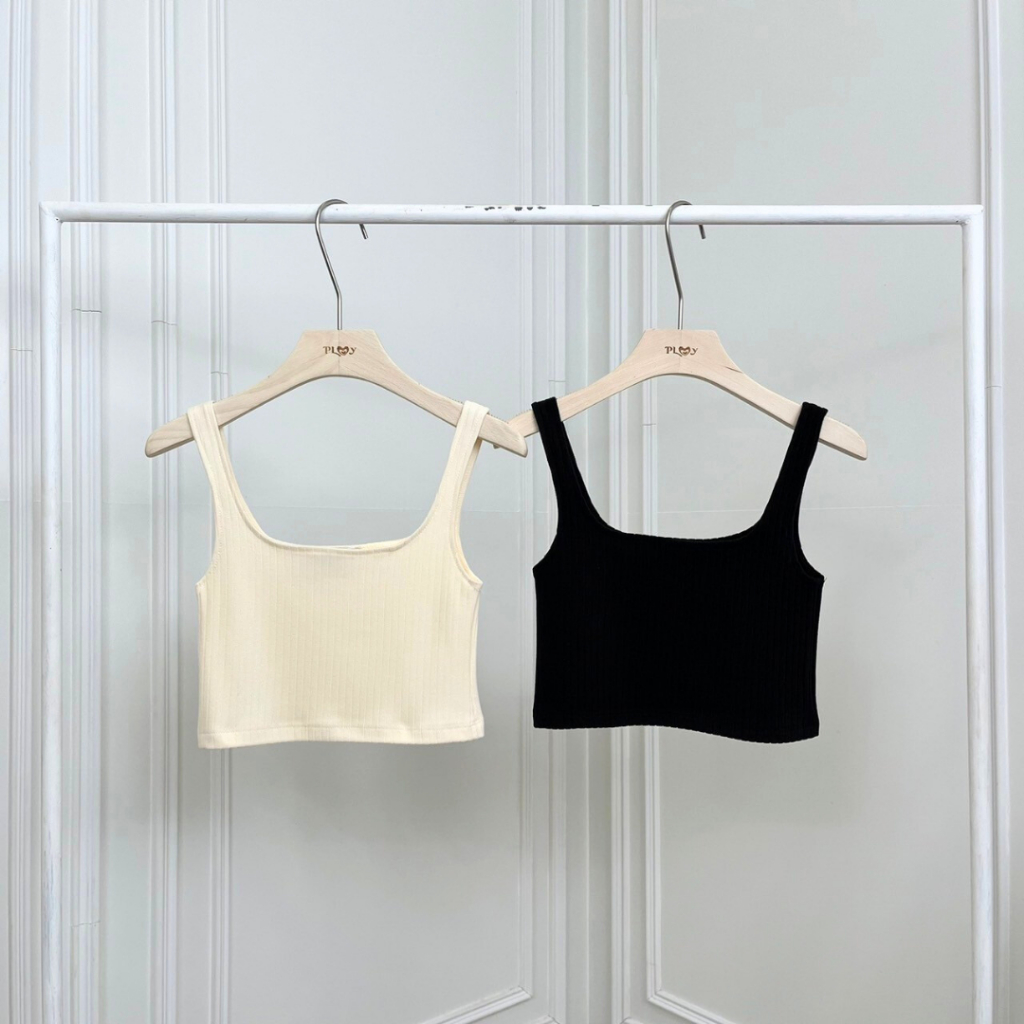 PP0225 เสื้อครอปสายเดี่ยว คอเหลี่ยม Women Clothing