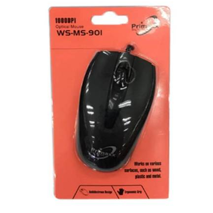 Primaxx WS-MS-901 MOUSE Optical USB (เมาส์มีสาย)มีน้ำหนักเบาทำให้สามารถใช้งานได้เป็นเวลานานๆ