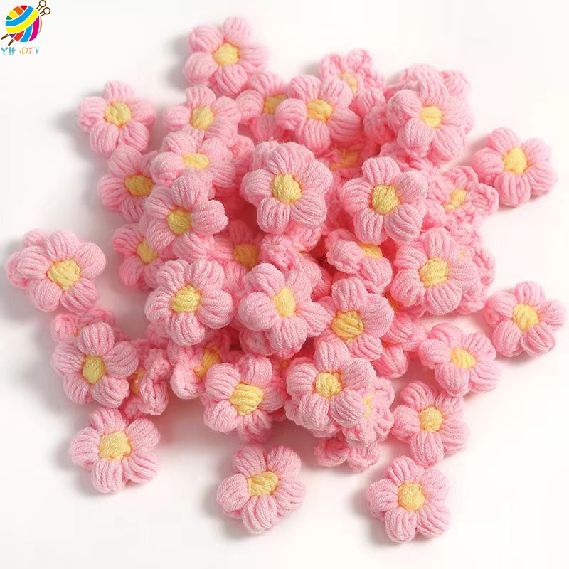 แผ่นผ้าฝ้ายถัก ลายดอกไม้น่ารัก 4cm DIY ดอกไม้ถัก  สําหรับตกแต่งเสื้อผ้า รองเท้า หมวก - รูปที่ 2