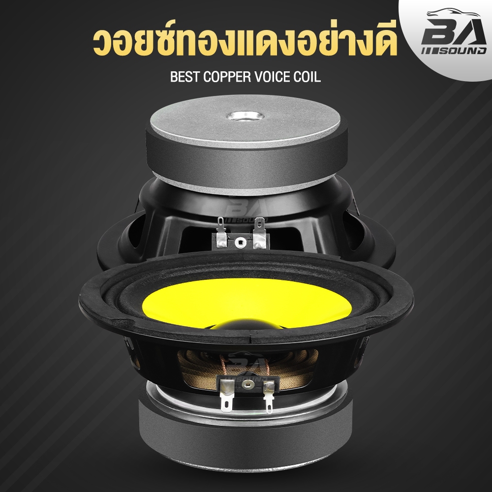 BA SOUND ดอกลำโพง 6.5 นิ้ว 350วัตต์ 4OHM BA-6110Y สีเหลือง ลำโพงเสียงกลาง 6.5นิ้ว ลำโพง 6.5นิ้ว ลำโพงติดรถยนต์ ลำโพงบ้าน - รูปที่ 3