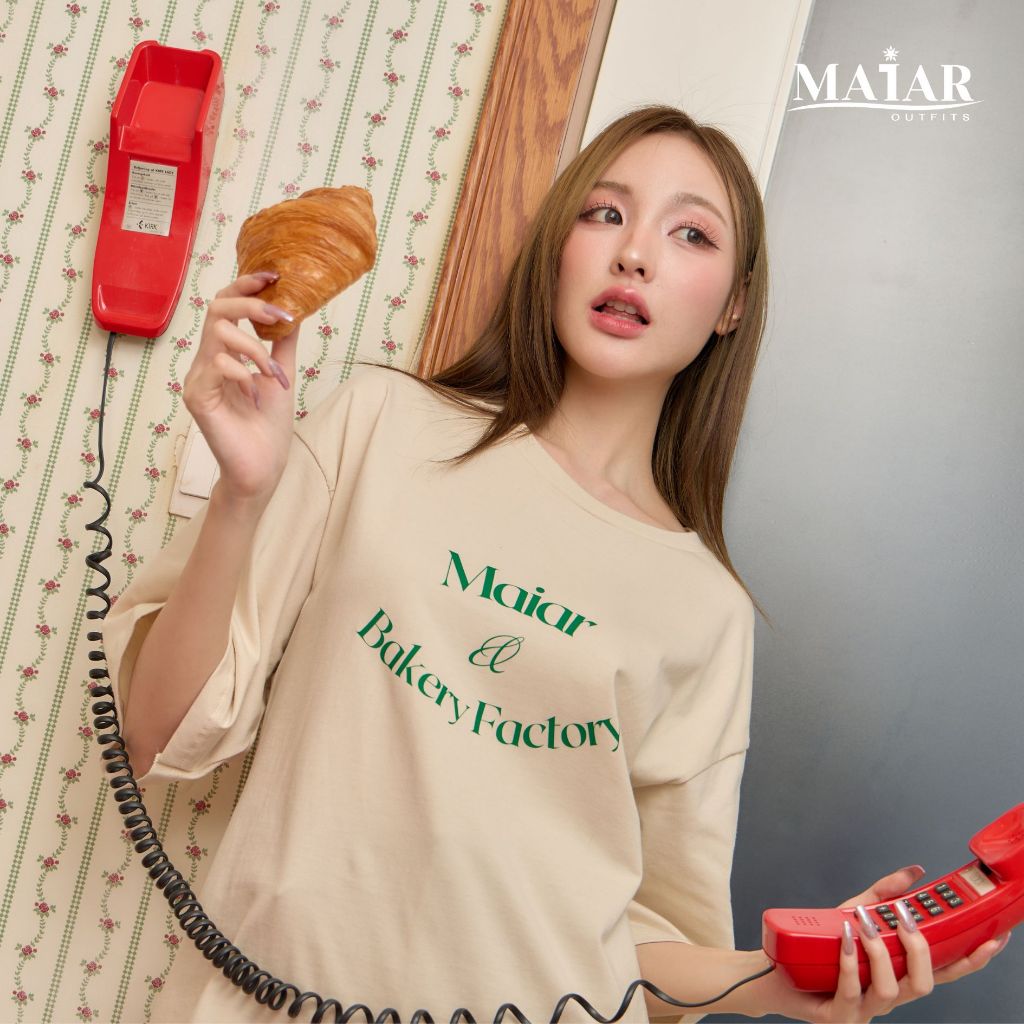 Maiar เสื้อยืดคอกลม โอเวอร์ไซส์  T-Shirt Oversized Unisex : Bakery Factory Collection - The Bread Basket