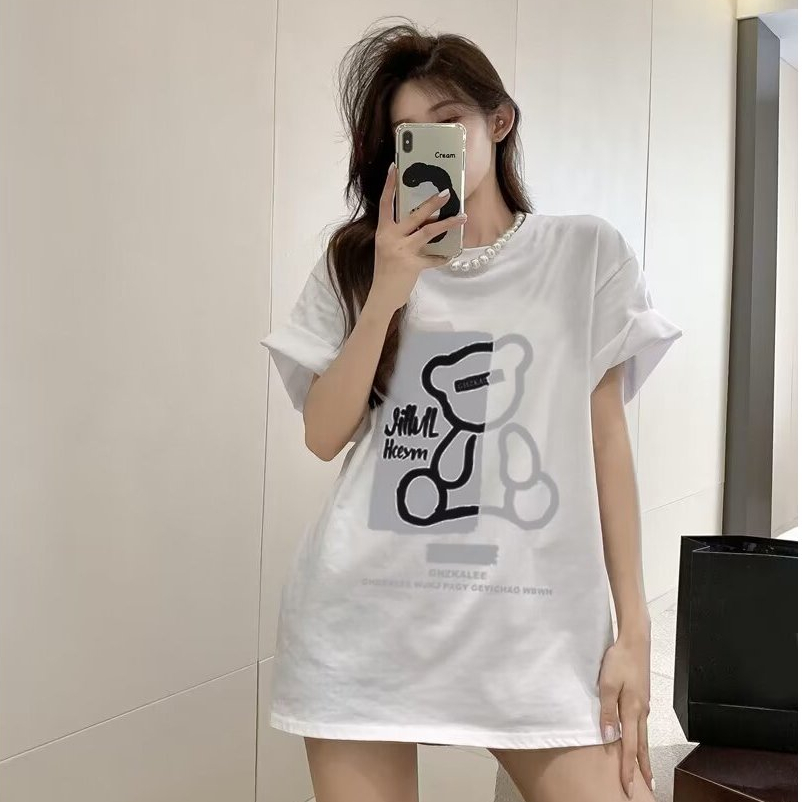 fashiongirl1688 เสื้อยืดแขนสั้น คอกลม ผู้หญิง ทรงหลวม มี 4 สี ให้เลือกแบบจุกๆ ผ้ายืด ผ้าเด้งใส่สบาย