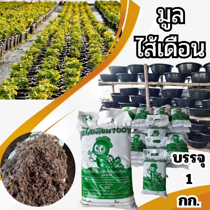 มูลไส้เดือน 100% 1 กก. 12 บาท