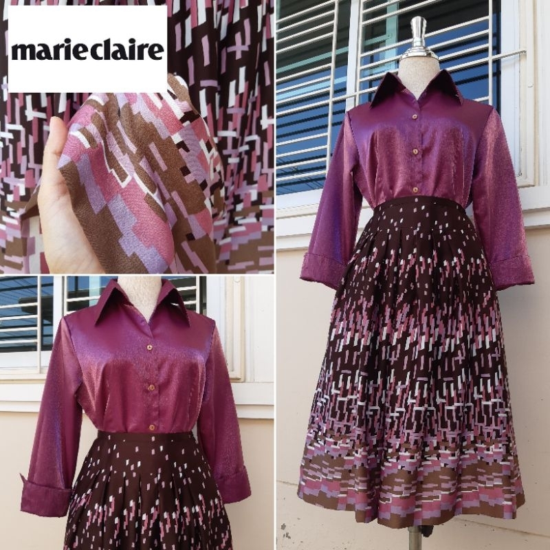 ✅ แถมเสื้อเข้าเซ็ต ฟรี!! กระโปรงลายกราฟฟิค แบรนด์ Marie Claire