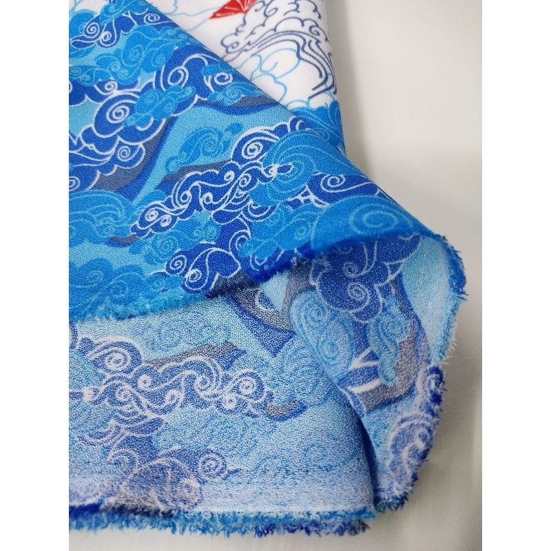 ผ้าโฟร์เวย์ Osaka ผิวสัมผัสคล้ายเม็ดทราย เนื้อนิ่มมาก ใส่สบาย มีเชิง 2 ฝั่ง ลายเชิงเมฆา หน้ากว้าง 150 cm  #ผ้าหลา - รูปที่ 6