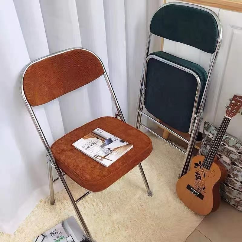 🍀🍀วินเทจพับผ้าลูกฟูกกลับเก้าอี้รับประทานอาหาร, เก้าอี้โต๊ะคอมพิวเตอร์สำหรับห้องนอน