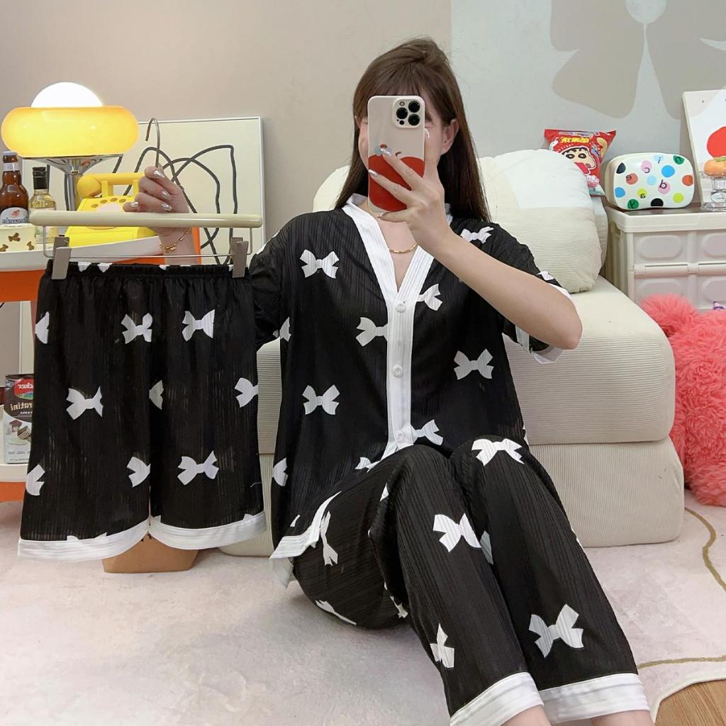 Molly ชุดนอนสไตล์ใหม่ 3 in 1 ชุดนอนผ้าฝ้าย Loungewear Terno สําหรับผู้หญิง