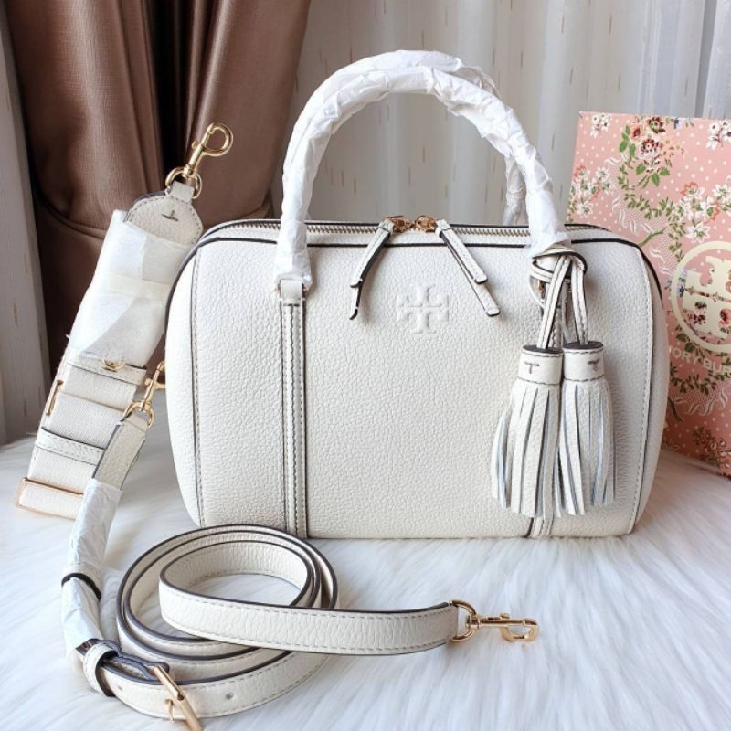💥กระเป๋าทรงหมอน มี 2สาย สายสปอร์ต และสายหนัง ปรับได้ ถอดได้ค่ะ👜New Tory Burch  Thea Satchelสีดำ /สีข