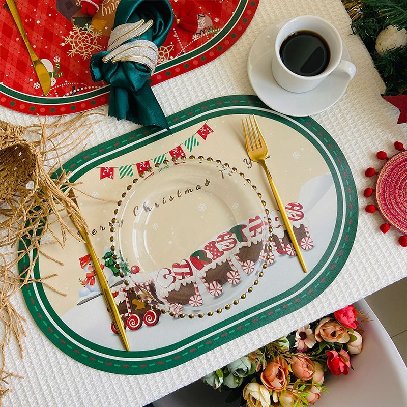 พร้อมส่ง !! แผ่นรองจานคริสต์มาส Placemat Coaster Party ตกแต่งโต๊ะอาหาร
