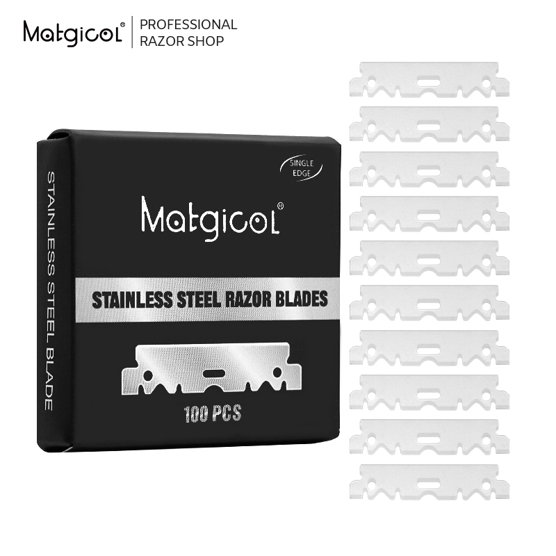 Matgicol 100pcs ครึ่งใบของใบมีดโกน ใบมีดโกน Single Edge Razor Blades ใบมีดโกนขอบเดียว วัสดุสแตนเลส คม