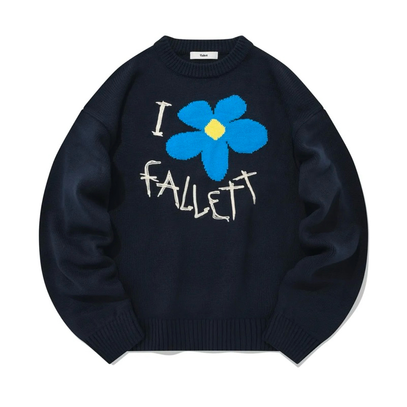 พร้อมส่ง/ของแท้ Fallet Drawing Flower Knit navy size M