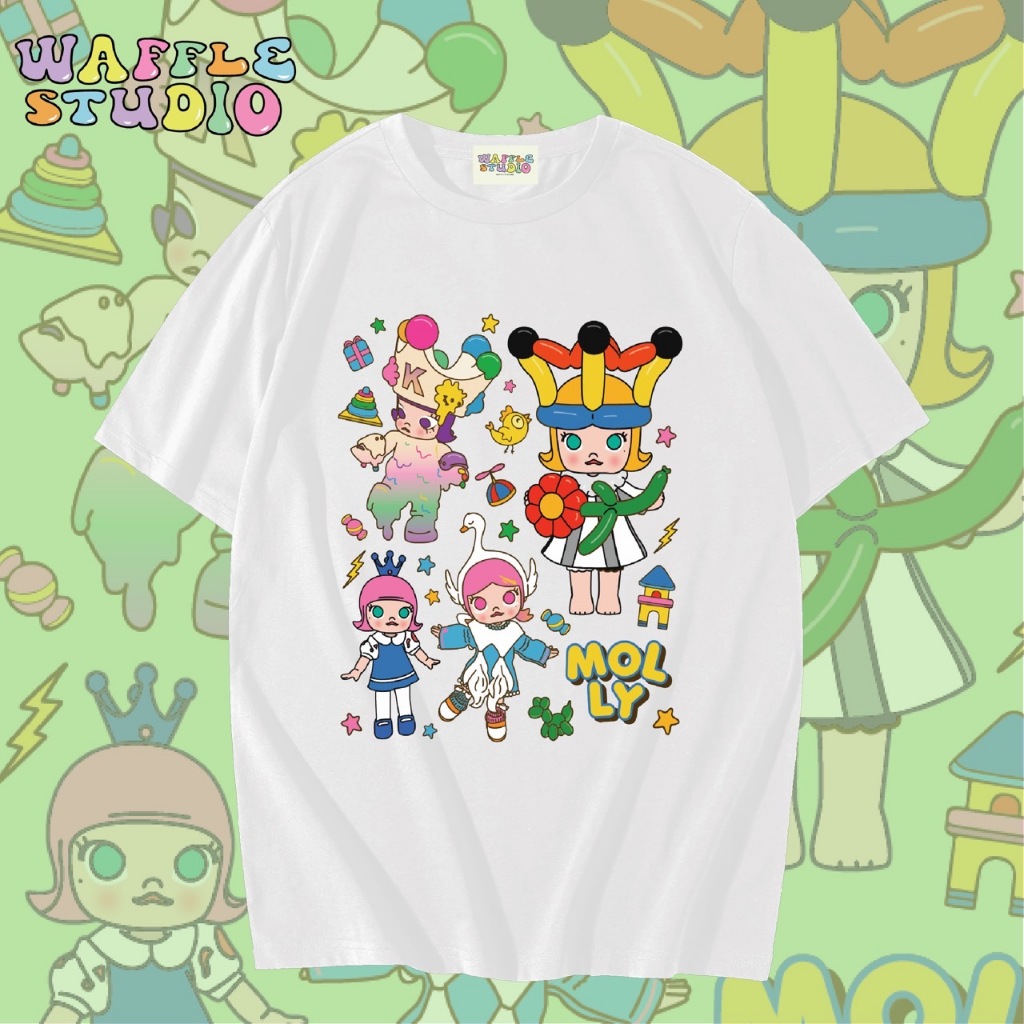 [ ส่งฟรี ] WS0961 เสื้อยืดโอเวอร์ไซส์ เสื้อยืดเกาหลี ผ้าคอตตอน100% เสื้อยืด มอลลี่ Molly Pop Mart WAFFLE STUDIO