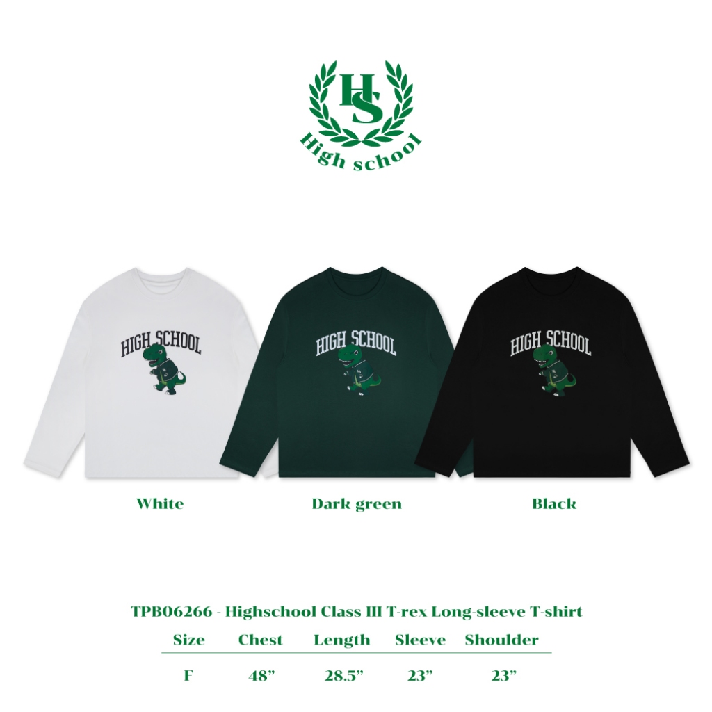 Highschool - TPB06266 เสื้อแขนยาว High school T-rex