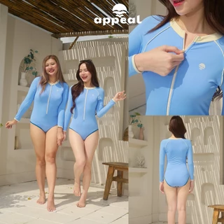 ☀️APPEAL🌊 Live on Board One Piece ชุดว่ายน้ำหญิง แขนยาววันพีซ ชุดว่ายน้ำกันUV มีซิป UPF50+ มีไซส์ P114