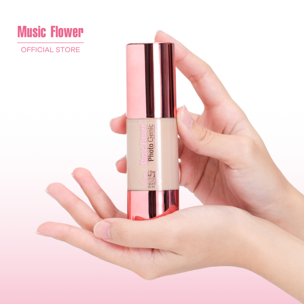 [Music Flower]  Photo Genic รองพื้นเนื้อครีมบางเบากันน้ำคุมมันกันแดด SPF25PA+ ไม่เหนียวเหนอะหนะ