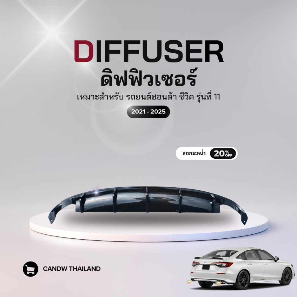 ดิฟฟิวเซอร์หลัง MC Sport สำหรับ Honda Civic FE (2021-ปัจจุบัน) | CANDW